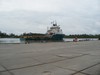 Departure of Addax work boat heading to the Deepwater Pathfinder